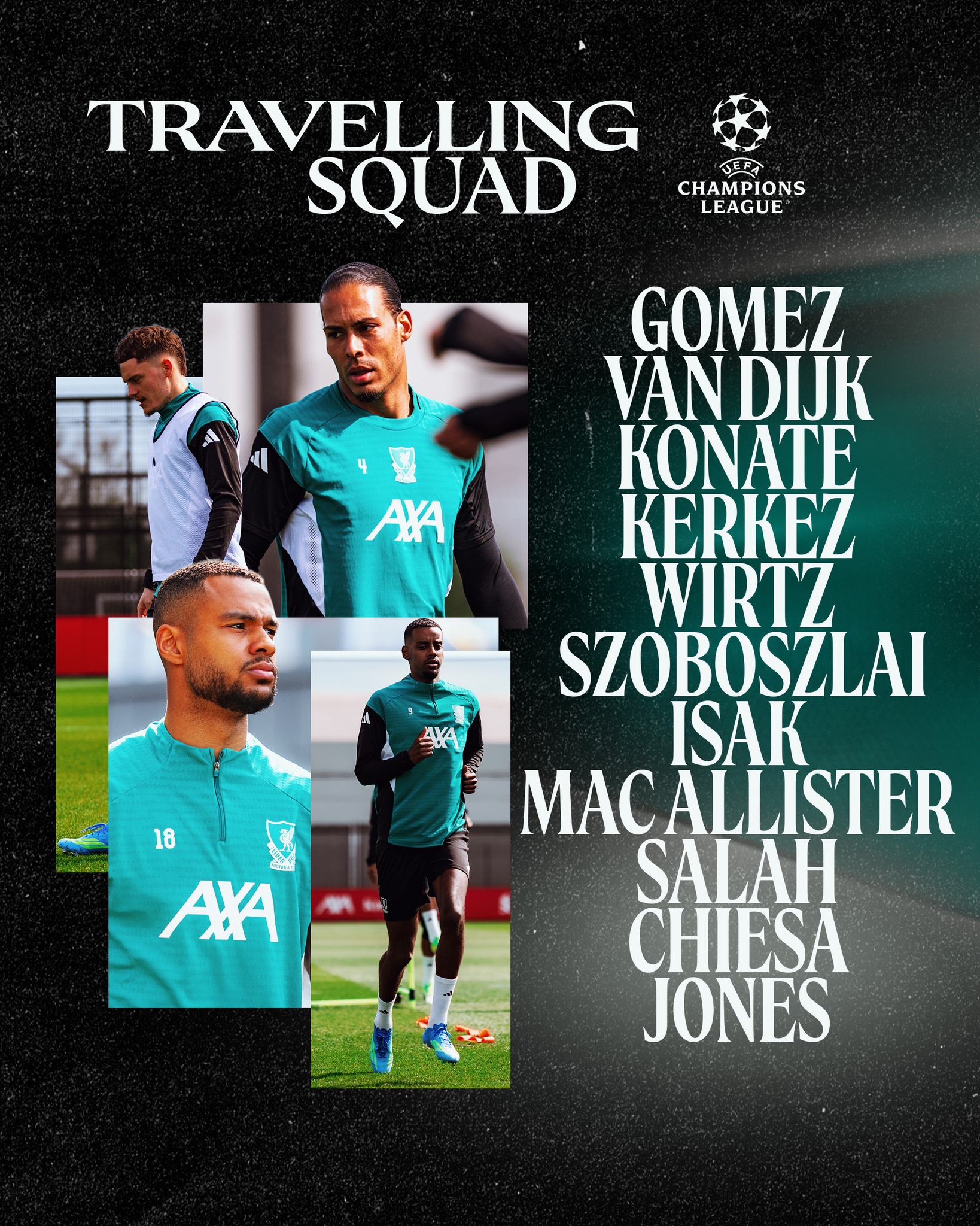 Our squad for the Champions League clash with Paris Saint-Germain 📋