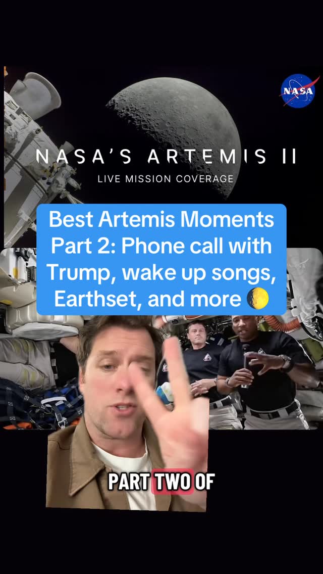 Best Artemis Moments Part 2: the SUPER awkward Phone call with Donald Trump, the songs NASA picks every day to wake up the crew, family back home making TikToks, images of an Earthset…you know, like a sunset but it’s an Earthset because these guys are on the other side of the fuckin moon! #OneMoonitMan