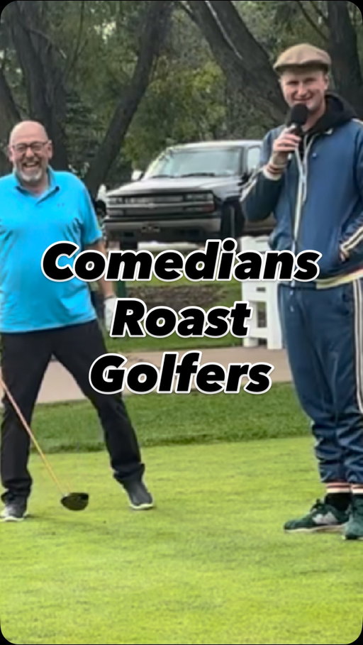Last guy looks like Forrest Gump when he stops running 🤣 at the @greatoutdoorscf Heckle Hole- with @atomicimprov #golf #comedy #roast #alberta #golfer