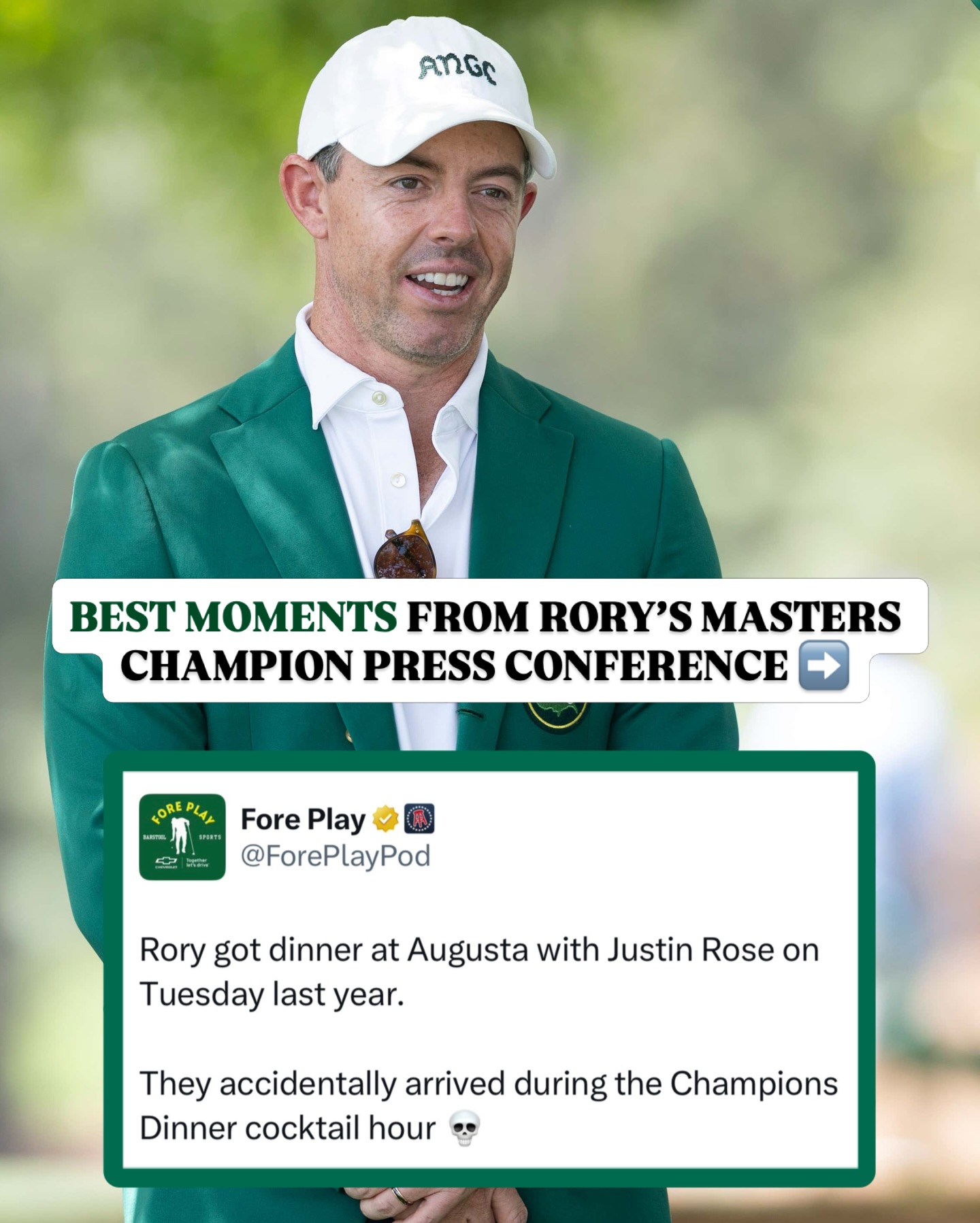 Accidentally crashing last year’s Champions Dinner, a wholesome Golf Dad moment, and Irish food… these were the 3 best moments from Rory’s Masters press conference as the reigning champion.