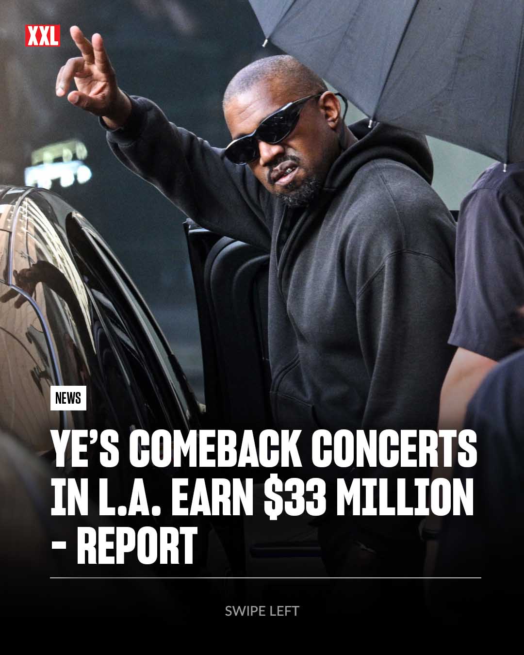 Ye's comeback concerts in Los Angeles reportedly earned $33 million.

The artist formerly known as Kanye West returned to the stage in the U.S. with two huge concerts at SoFi Stadium in Los Angeles on April 1 and April 3. According to a report from Bloomberg published Sunday (April 5), the two shows raked in $33 million. The first show reportedly earned $18 milliom, which would make it one of the highest-grossing live shows of all time. The concerts, which featured Ye performing the hits on a huge half globe, had cameos from Travis Scott, Lauryn Hill, Don Toliver and North.

Yeezy's return to performing in the U.S. seems to have been well-received. However, his scheduled headlining performances at the upcoming Wireless Festival 2026 have been stifled by local officials in the United Kingdom who have denied the rapper entry into the country. The festival has subsequently been canceled.

A spokesperson for the Wireless Festival has released the following statement to XXL about Ye's canceled performances.

"As with every Wireless Festival, multiple stakeholders were consulted in advance of booking Ye and no concerns were highlighted at the time," the statement reads. "Antisemitism in all its forms is abhorrent, and we recognise the real and personal impact these issues have had. As Ye said today, he acknowledges that words alone are not enough, and in spite of this still hopes to be given the opportunity to begin a conversation with the Jewish community in the UK."

This comes after brands like Pepsi and Diageo threatened to pull sponsorship if Ye performed.