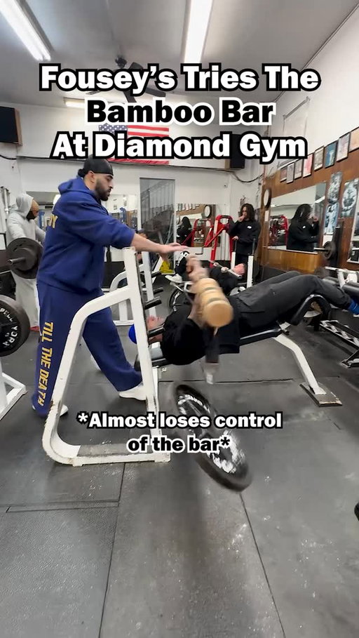 Fousey tries the bamboo bar at Diamond Gym #gym #motivation