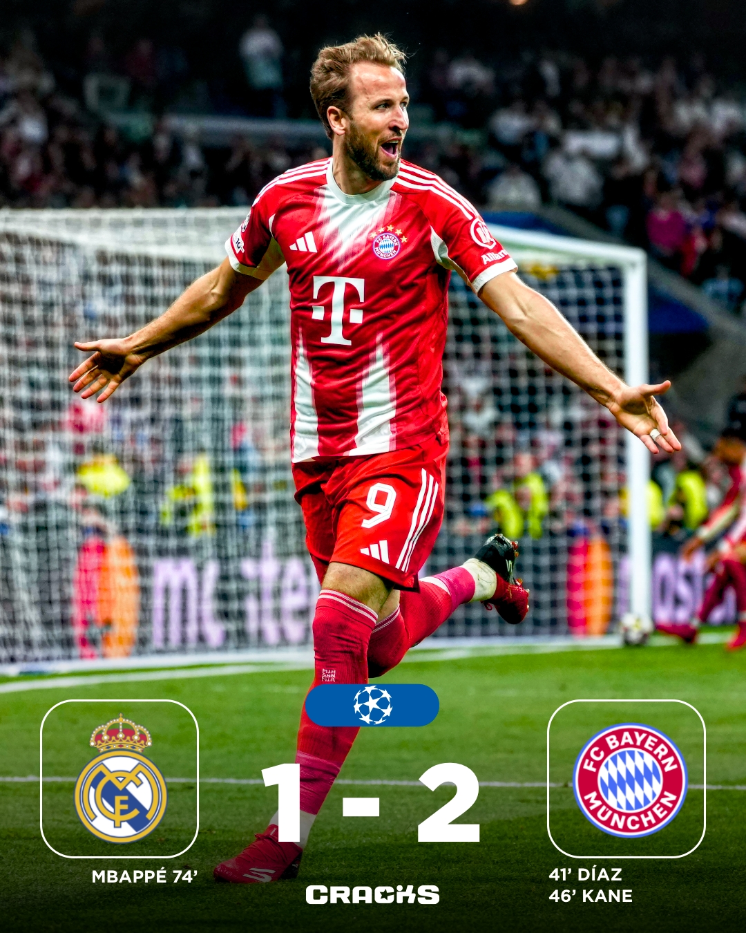 ➟ 𝙁𝙄𝙉𝘼𝙇 | Real Madrid 1-2 Bayern Múnich

𝐏𝐀𝐑𝐓𝐈𝐃𝐀𝐙𝐎. El Bayern saca victoria del Bernabéu.

Cuartos de Final Ida 🗓 | Champions League 🇪🇺