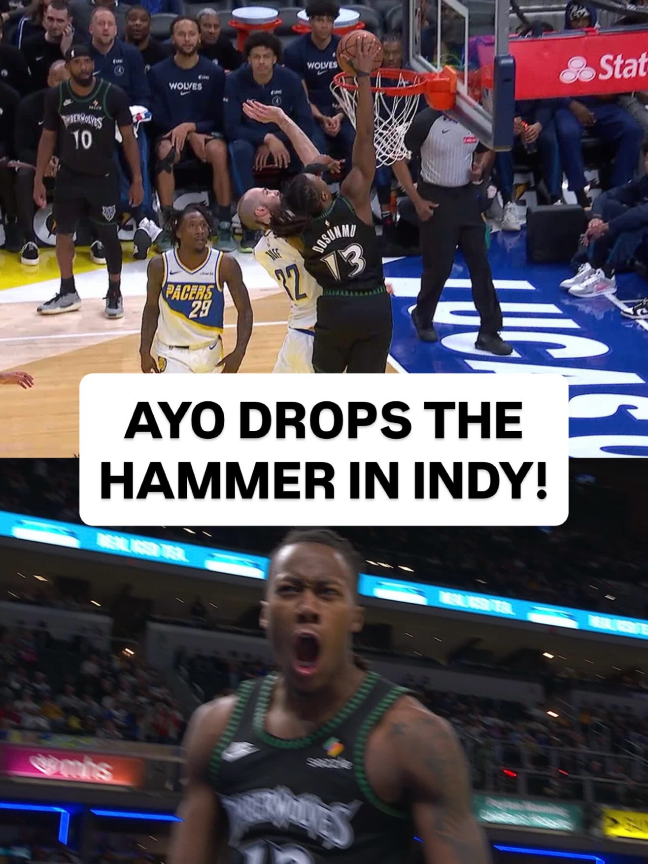 @ayodos_11 attacks the rim and finishes with FORCE! 🔨 MIN/IND on NBA League Pass • <link in bio>