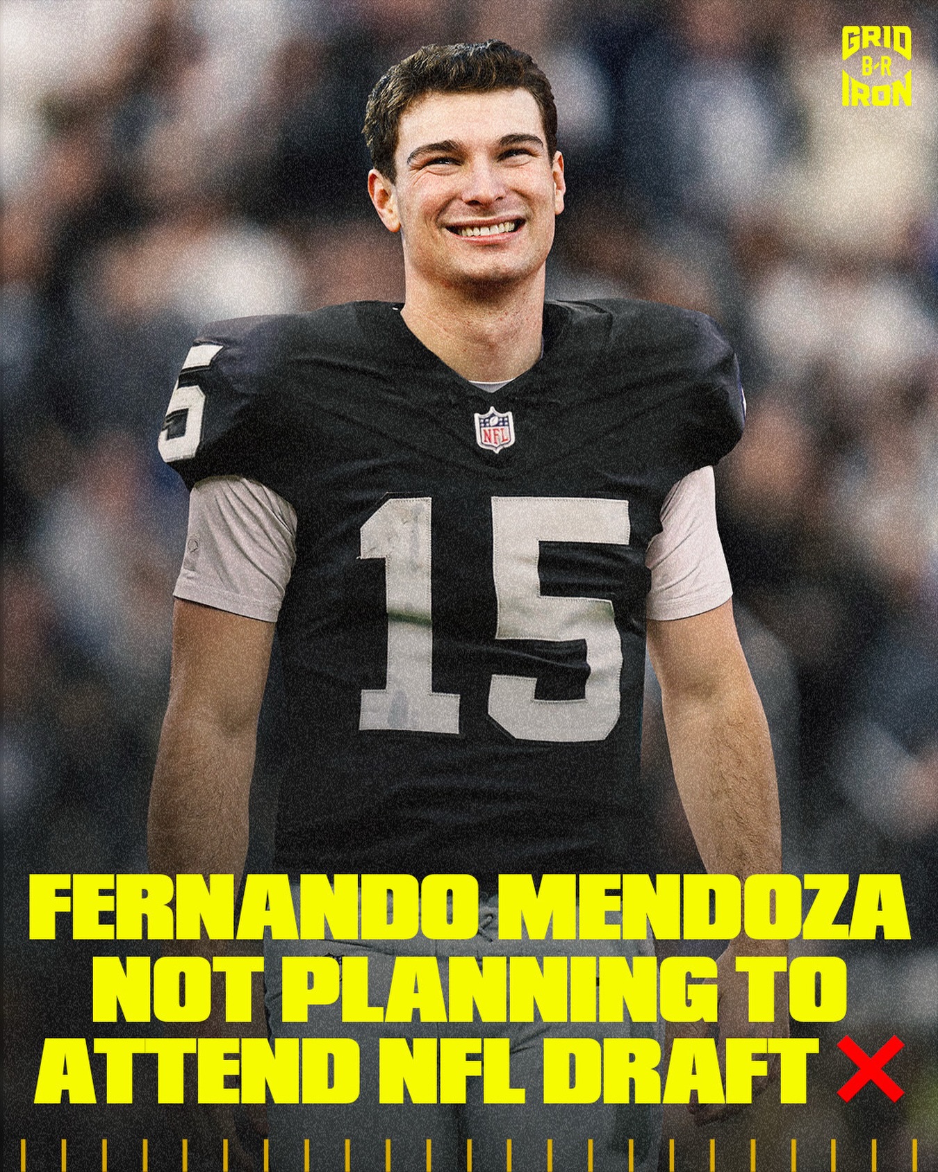 Projected No. 1 overall pick in the NFL Draft Fernando Mendoza says he plans to not attend draft night in Pittsburgh 

Raiders hold the #1 pick and are expected to select the Indiana QB

(via @espn)