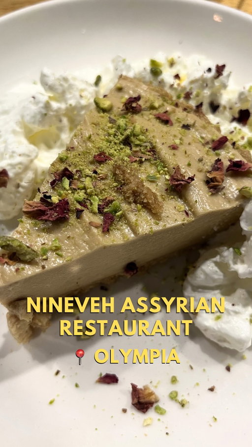 My husband and I can’t stop talking about the dessert we had at this restaurant and we can’t wait to come back for a full meal!

@ninevehassyrianrestaurant in downtown Olympia began as a food truck in 2011 and opened a sit-down location in October 2024. We came by for dessert and were super impressed. We had:

🔸 Tahini pie ($11) - with pistachio, rose petals, graham cracker crumbles, tahini cream, and rose whipped cream - this dessert was floral, sweet and light. A vegan version is available.

🔸 Jallab spritzer ($6) - A sweet molasses soda (NA) - very refreshing! I’d never had anything like this before. 

🔸 Sumac goldrush ($13) - my husband had this drink with honey, lemon, and ginger and really enjoyed it

The entrées and appetizers on the menu looked delicious as well, and we can’t wait to come back and try them soon. If you are in Olympia, add Nineveh Assyrian Restaurant to your list! Their food truck operates on 4th Ave with a smaller menu of street food, such as falafel, fries, salads, and dolmas. 

Share this video with someone you want to get a tahini pie with!

📍Nineveh Assyrian Restaurant - 113 Capitol Way N Olympia, WA 98501
Food Truck - 728 4th Ave E Olympia, WA 98506
(About 90 minutes south of Seattle)

💵 Price range: Expect to spend $20-$30 per person for a regular meal. 
…
…
#foodblogger #olympiawa #southsound #seattlefoodblogger #olywa
