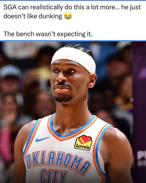 Shai attacks the lane and finishes aggressively… the bench stood up like “he did that?” 😂
