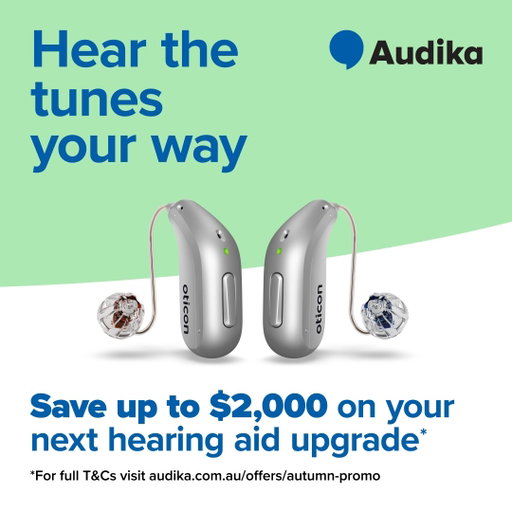 Ready to hear more of the music you love this autumn? Save up to $2,000 on your next hearing aids upgrade and stay connected to better hearing with Audika. 

This product is not available for purchase by the general public without a consultation with a hearing healthcare professional.

*For full T&Cs visit https://bit.ly/3PNO1s7