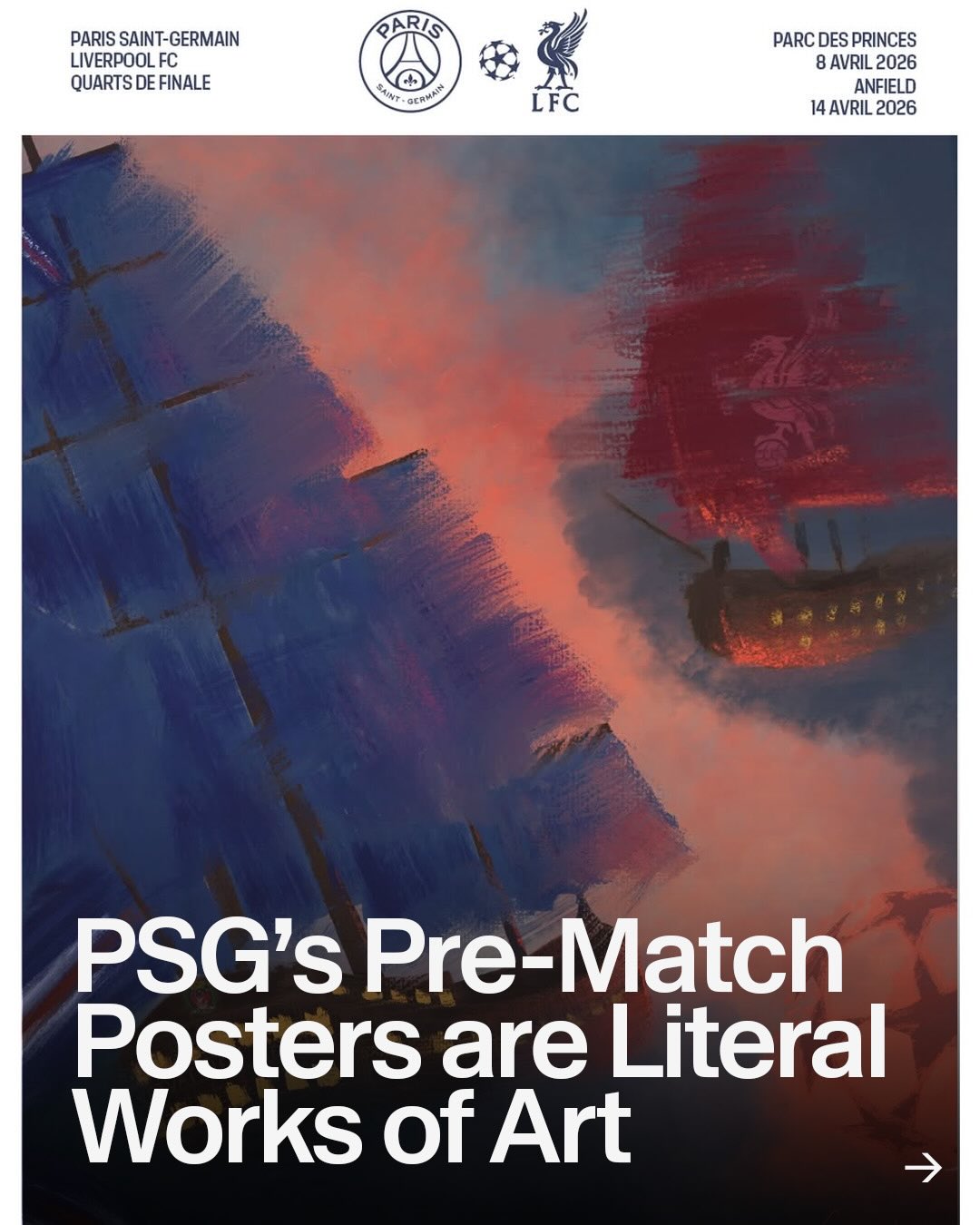 Have you seen how hard PSG’s Champions League posters go? They’re on a different level.

In 2024, the club partnered with Penninghen, the international school of interior architecture, communication, and art direction, and they’ve been creating masterpieces ever since. 

The brief is to base the artwork on the cultural history of the Parisiens’ CL opponents. The result is specific, varied, meaningful art.

It’s great to see PSG have used their platform to give third and fourth-year art students the chance to create something unique. We rate that a lot.

🎨 @icicestparis @ecolecamondo