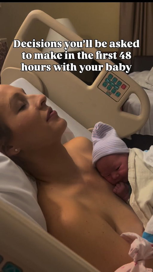 You just had a baby…
You’re running on zero sleep…

And suddenly people are asking you questions like…
“Ready to do this?”

And you’re like WAIT… what are my options?

Here are some of the decisions you may be asked to make in the first 24–48 hours after having your baby so you know exactly what to expect:

Vitamin K Shot: 
Given shortly after birth to help with blood clotting — some parents choose alternatives or decline.

Eye Ointment:
Antibiotic ointment placed in baby’s eyes after birth to prevent infections that can be passed during delivery.
If a mom has been tested and is low risk, some parents choose to skip this to avoid unnecessary medication.

Hep B 💉:
Typically done within the first 24 hours to protect against hepatitis B. Some parents choose to delay or decline, so educating yourself ahead of time is important.

Cord Clamping:
In hospitals, cord clamping is typically done immediately unless requested to delay.
Some mothers choose delayed clamping to allow more blood, iron, and nutrients to transfer from the placenta to the baby.

First Bath:
Hospitals often offer a bath on day one or two.
Some parents delay to keep the vernix (a natural protective layer) intact longer to help protect baby’s skin barrier.

Circumcision:
The surgical removal of foreskin for boys typically happens within the first 48 hours of birth.
This used to be standard practice in the U.S., but rates are decreasing.

Visitors:
Deciding who meets baby and when — and what boundaries you want in place.
Some parents delay visitors to focus on recovery, bonding, and reducing exposure to illness.

Feeding Baby:
Deciding how you want to approach feeding ahead of time can make those first few days feel a lot less overwhelming.

The first 48 hours after having a baby are no joke…

Save this so you feel a little more prepared 🤍

And if this helped you, follow along — I share the real, unfiltered side of motherhood + things I wish I knew sooner