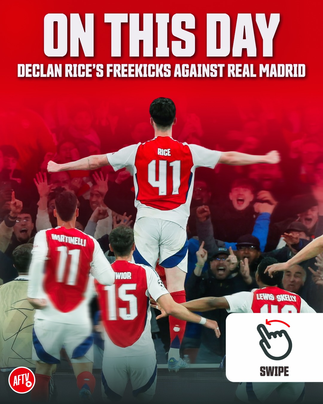 365 days since those two Declan Rice free-kicks against Real Madrid.

𝐒𝐢𝐦𝐩𝐥𝐲 𝐚 𝐥𝐞𝐠𝐞𝐧𝐝𝐚𝐫𝐲 𝐧𝐢𝐠𝐡𝐭 𝐢𝐧 𝐀𝐫𝐬𝐞𝐧𝐚𝐥 𝐡𝐢𝐬𝐭𝐨𝐫𝐲. 🔴⚪️