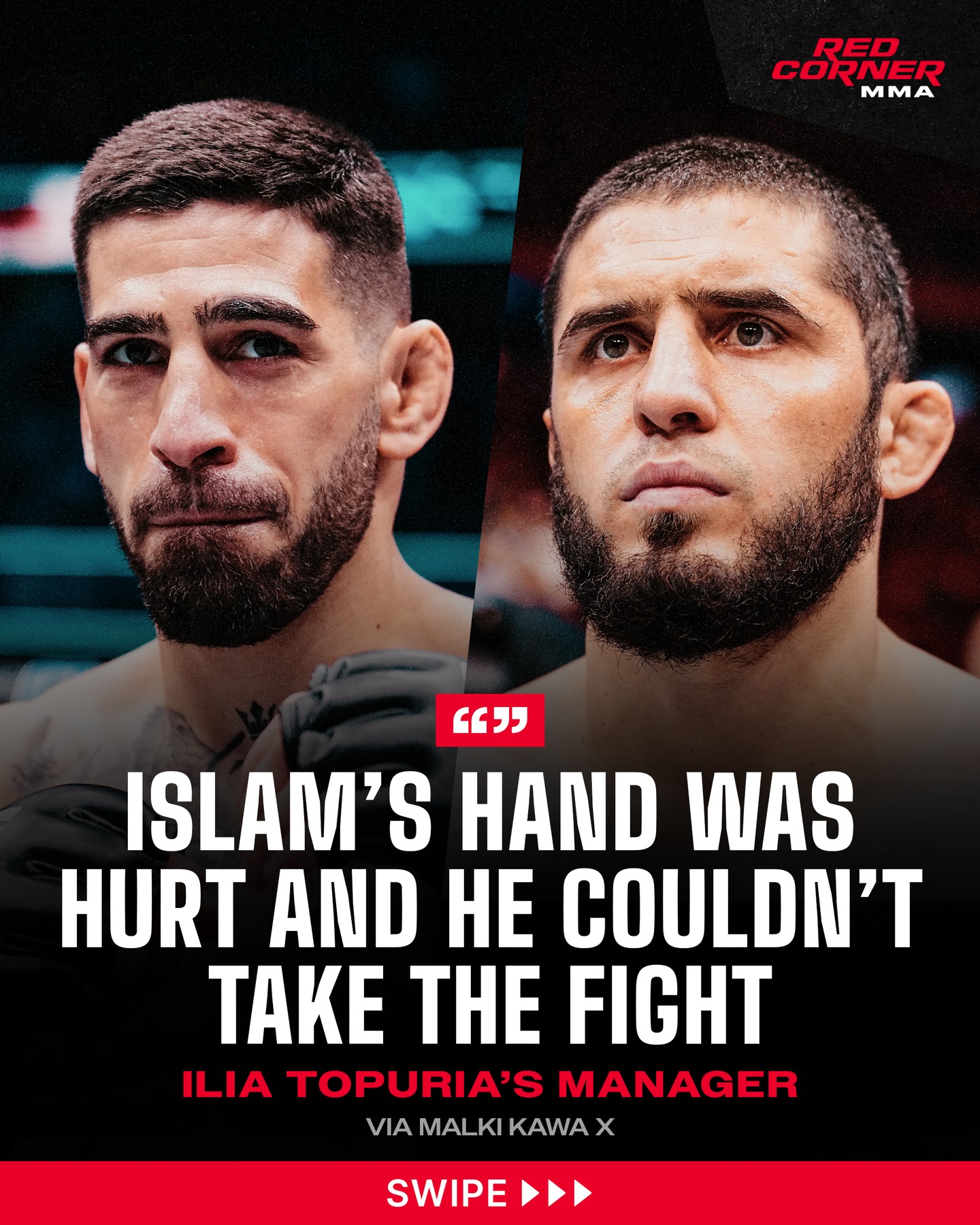 🎙️ “There’s no lie. We said no to both, and the UFC went dark. When they came back and agreed to the numbers, Islam’s hand was hurt and he couldn’t take the fight.”

Ilia Topuria’s manager has called out Islam Makhachev and his team for allegedly lying about Topuria “pulling out.” He says there’s no truth to those claims, explaining that both offers were declined before the UFC went quiet. When negotiations resumed and the numbers were agreed upon, Islam’s hand was injured and he was unable to take the fight.

“There’s no truth to the claims. We turned down both offers, and then the UFC went quiet. When they came back and agreed to the numbers, Islam’s hand was injured and he couldn’t take the fight.

So whoever is running Islam’s account needs to stop. Once the White House event is over, we’ll continue pursuing the fight along with the money that comes with it.”