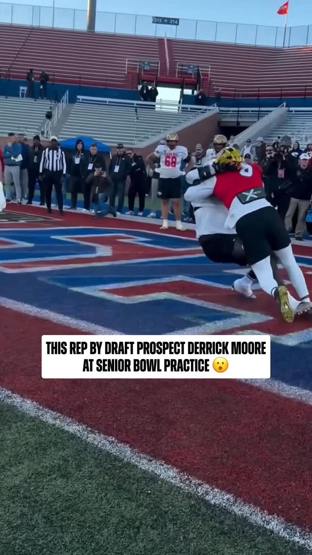 Derrick Moore is bringing big energy to the league 〽️

(via @theseniorbowl) 
2026 NFL Draft – April 23-25 on NFLN/ESPN/ABC
Stream on @NFLPlus