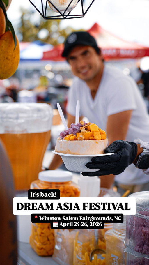 FESTIVAL • The largest Asian food and culture festival in the US is back! Dream Asia Festival 2026 is coming back to Winston-Salem April 24-26th. Yes, there’s over 80 food vendors - but there’s so much more! From 30+ anime and merch vendors to karaoke, cosplay, and K-pop, there’s something for everyone. Plus kids 10 and under get in free and service animals are welcome. 
🍜
Dream Asia celebrates the diversity and vibrancy of Asian cultures through food, music, art and community. 

✨Dream Asia Festival
📍Winston-Salem Fairgrounds
📆 April 24-26, 2026 
⏱️ Friday 4pm-10pm
⏱️ Sat-Sun 10am-10pm

Get your tickets at my Link in bio and use EXPERIENCE10 for 10% off.
🐲
What activity will you be doing first? What food will you be looking for? Tell me in the comments. And SEND this to your friends who need to go!
🥟