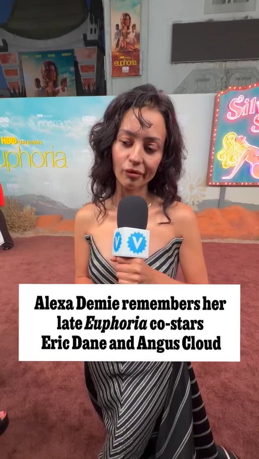 At the premiere for 'Euphoria' season three, @alexademie took a moment to reflect on her late co-stars Eric Dane and Angus Cloud ❤️