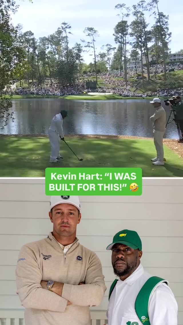 Kevin Hart had a go in the Par 3 contest with Bryson DeChambeau 😅