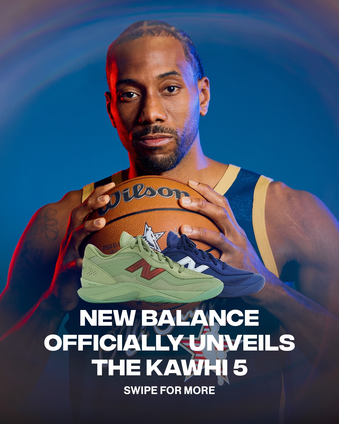 Kawhi Leonard serves as Creative Director for the KAWHI V campaign with New Balance in celebration of his fifth signature shoe. The KAWHI V is set to release Summer 2026 for $160 via New Balance and select retailers.

📸: @gettyimages