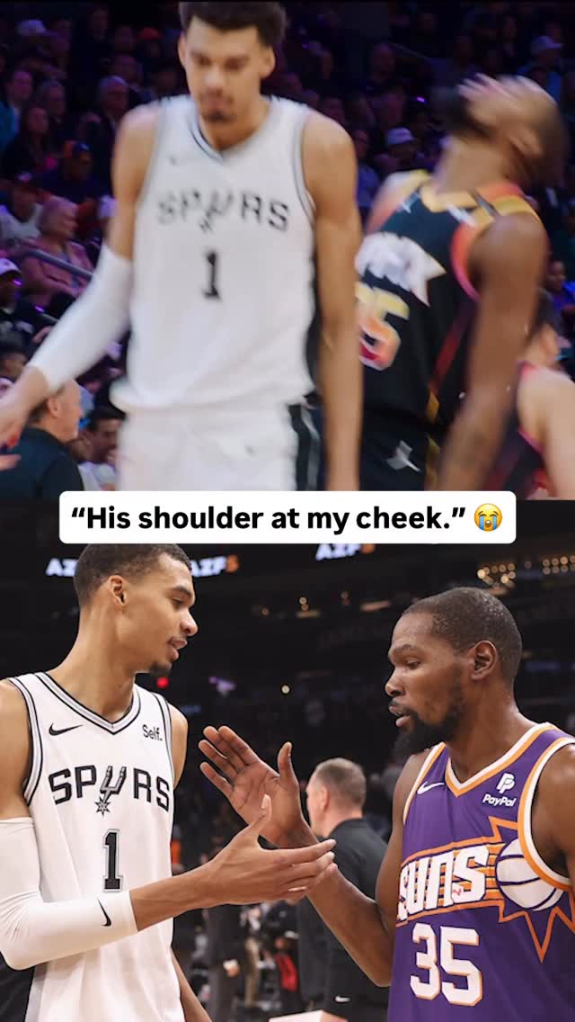Kevin Durant bumping into Victor Wembanyama: “His shoulder at my cheek.” 😭

Wemby is built different 👽

📺 Starting 5: Season 2

#nba #kevindurant #wemby #wembanyama #basketball