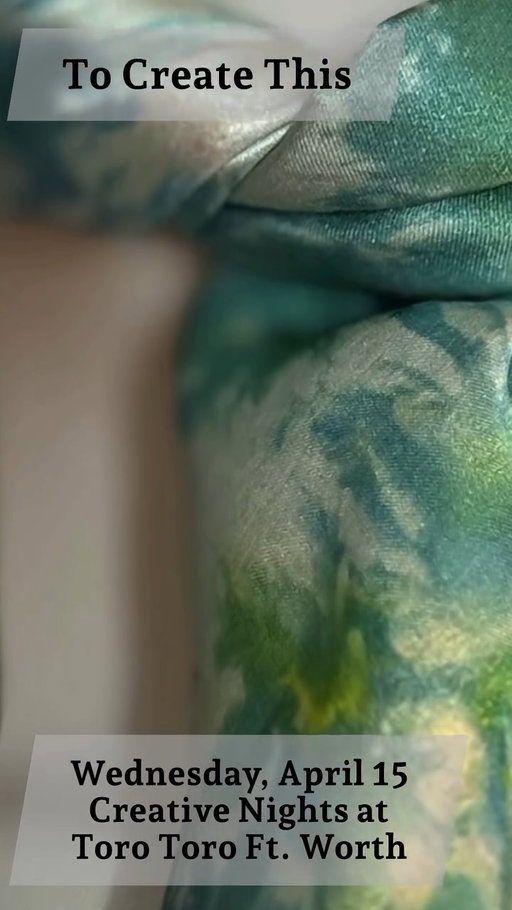 Get creative with us at Toro Toro!

Join us April 15 for Creative Nights as we kick off Main Street Arts Festival with something special. Design your own one-of-a-kind silk scarf using ice dye techniques 🧊🧣

Sip on bubbly, get inspired, and leave with a piece that’s completely yours.

Grab your friends (or come solo and meet new ones 😉) and make a night of it. 

Spots are limited. Reserve yours through the link in bio. 

🎥: @dossantosfineart

#CreativeNights #ToroToroFW #ThingsToDo
