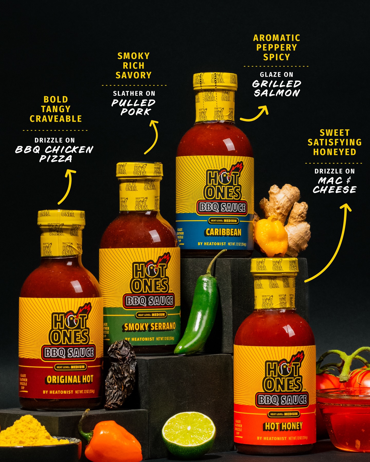 MEET HOT ONES BBQ, with a flavor for whatever’s on your plate:

🔥 Original Hot - Bold, tangy, craveable
🔥 Smoky Serrano - Smoky, rich, savory
🔥 Hot Honey - Sweet, satisfying, honeyed
🔥 Caribbean - Aromatic, peppery, spicy

Build your BBQ lineup with a Hot Ones BBQ Trio Pack available NOW on hotones.com & heatonist.com!