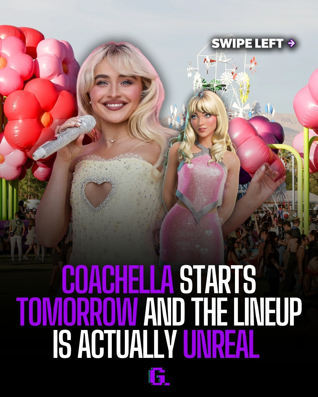 Coachella 2026 Weekend 1 kicks off tomorrow April 10 — and this year genuinely goes crazy. Sabrina Carpenter headlines Friday in what she's calling "the most ambitious show she's ever done." Justin Bieber takes Saturday night in his Coachella debut — nobody knows how deep into his discography he's going. Karol G closes Sunday, making history as the first Latina to headline the festival. Also on the bill: BIGBANG making their comeback (fans are calling it "Bangchella" 👀), KATSEYE, The Strokes, Nine Inch Noize, Ethel Cain, Turnstile, FKA Twigs, Laufey, David Byrne, and Jack White as a last-minute surprise addition. It's streaming live on YouTube too. Who are you watching? 🏜️