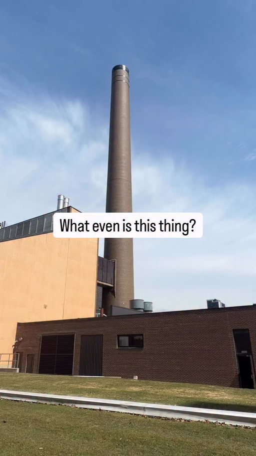 You can see it from most locations on campus but what even is this thing? 🏭 Well…located inside of this building is three boilers that are used to produce steam for heating our buildings and producing hot water. Gases from these boilers are then exhausted out through this smoke stack/chimney. There you have it! 💨 

#UWaterloo