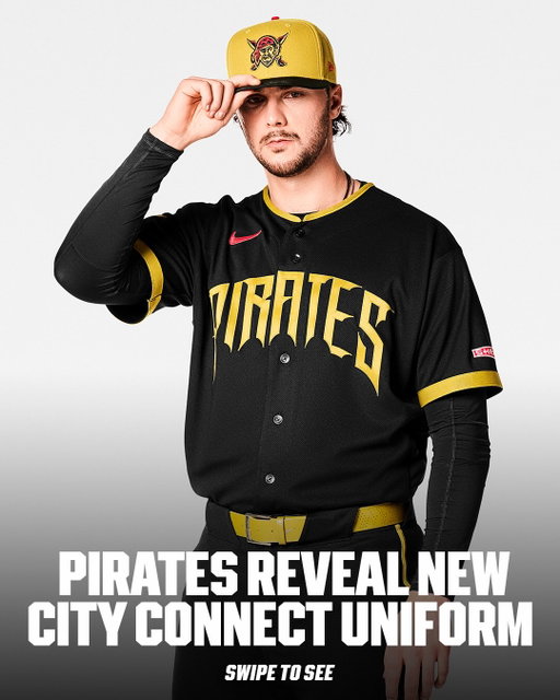 The Pittsburgh Pirates have dropped their new City Connect uniforms 🏴‍☠️

Diving back into the golden age of Piracy dating back to the 1600s, the black and true gold color inspiration with the metallic shine and finish makes these a real treasure