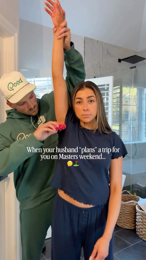 Suspicious but I guess I don’t blame him 🤣 

#masters #mastersweek #golfcouple #augusta