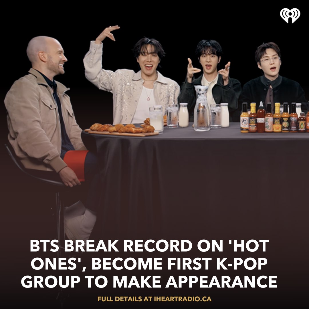 BTS have become the first ever full K-pop group to appear on First We Feast's popular spicy chicken wing eating series, Hot Ones.

With all seven members - Jin, SUGA, j-hope, RM, Jimin, V and Jungkook - in attendance, the appearance also breaks a record for most wings of death consumed in one episode.