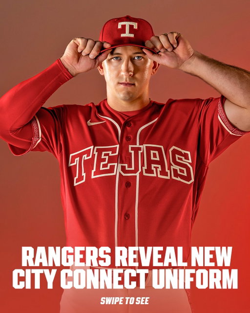The new Texas Rangers City Connect uniforms are here 🤩

Representing the Lone Star mentality of self-reliance and pride, these new threads incorporate hand-crafted artwork that celebrate the passion of art, music, dance and Tejano culture
