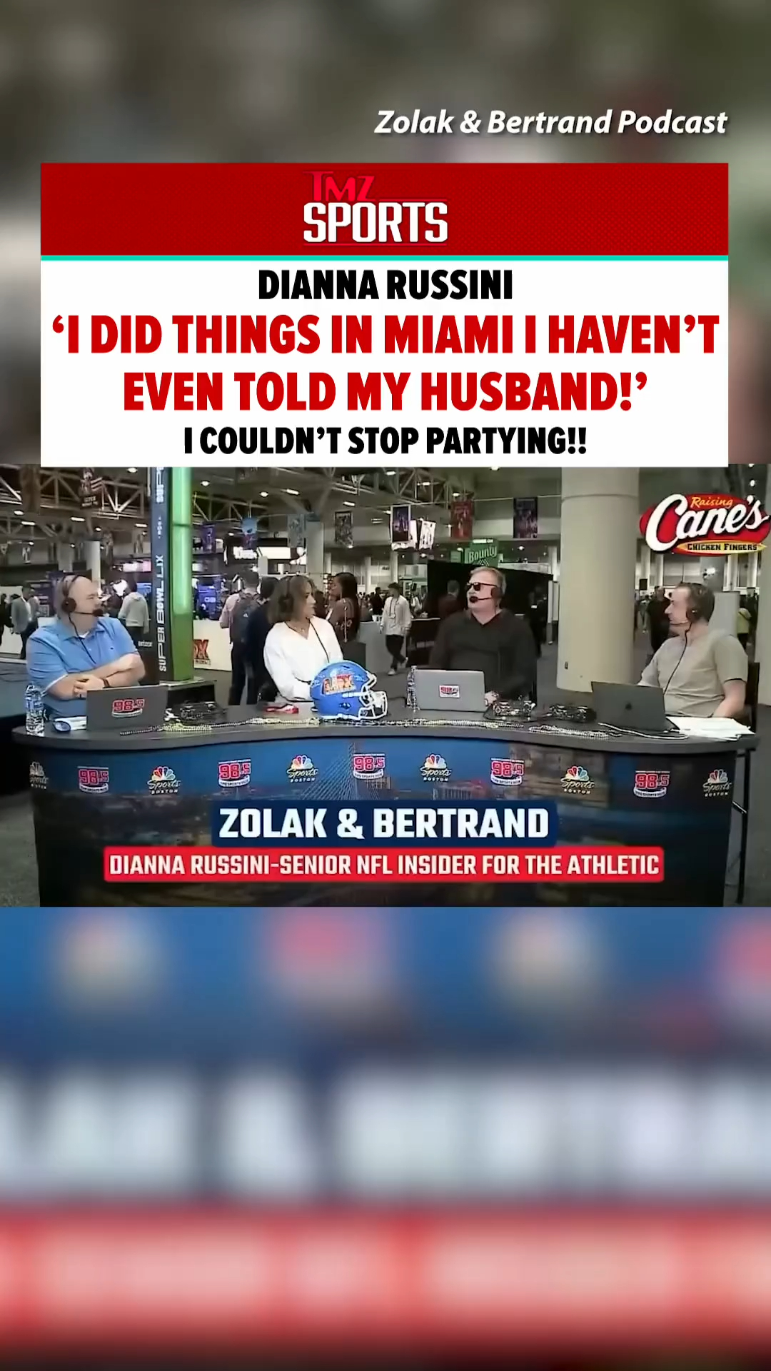 A new podcast clip featuring Dianna Russini has resurfaced, in which she talks about doing things in Miami that she didn’t even tell her husband about. This comes amid rumors of an alleged relationship with Mike Vrabel, the head coach of the Patriots.