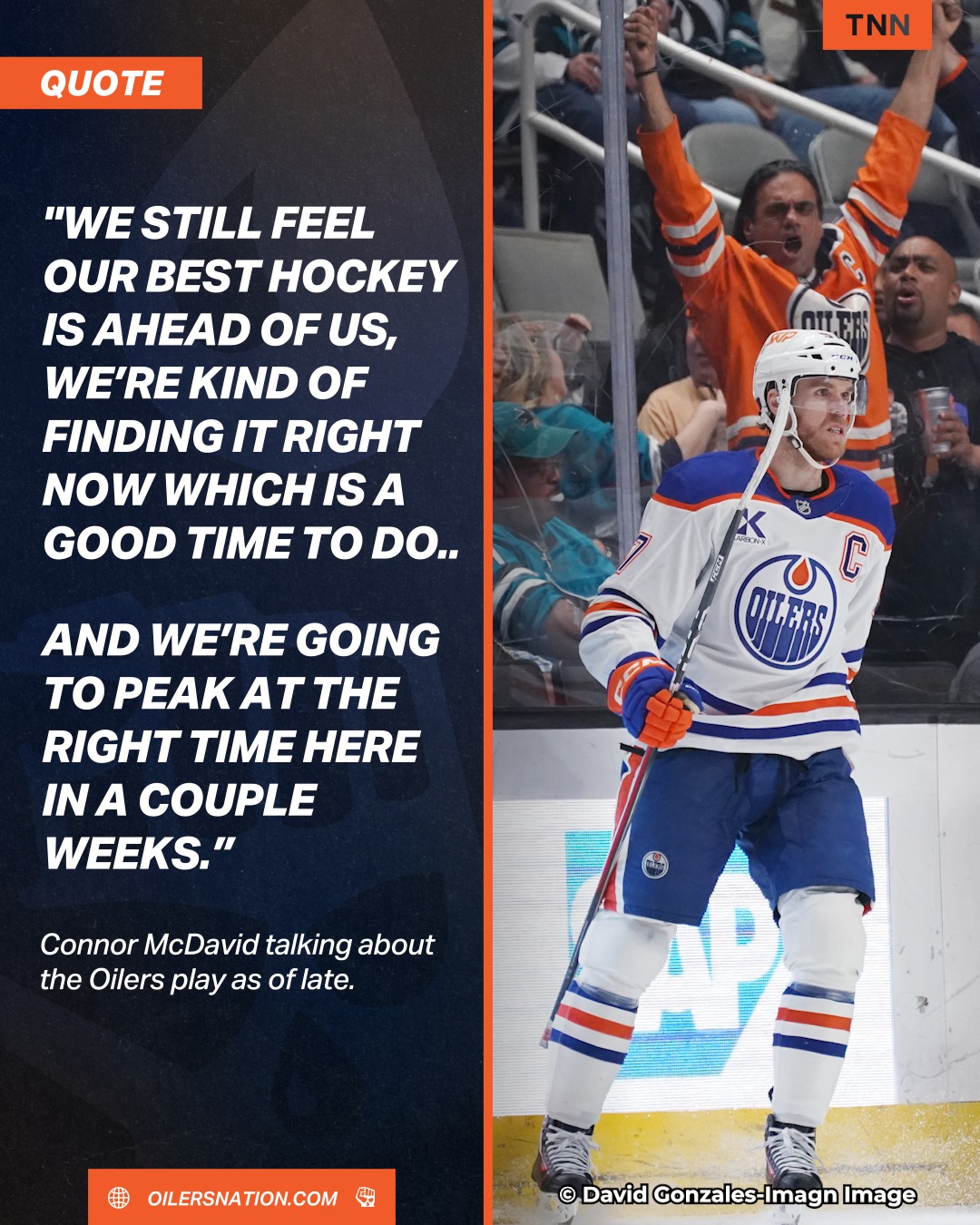 Connor McDavid believes his team is going to peak at the right time 👀

#hockey #nhl #oilers #edmontonoilers #oilersnation
