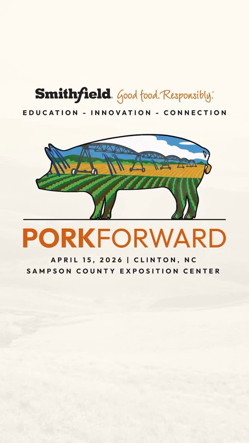 Mark your calendars and make your travel plans — Pork Forward is coming on April 15!  Smithfield Foods is excited to soon welcome the industry’s leading innovators in animal health, equipment and technology to Clinton, NC for a one‑day, one‑of‑a‑kind industry event. Join us there to explore fresh ideas, breakthrough tools and new ways to move the pork industry forward.