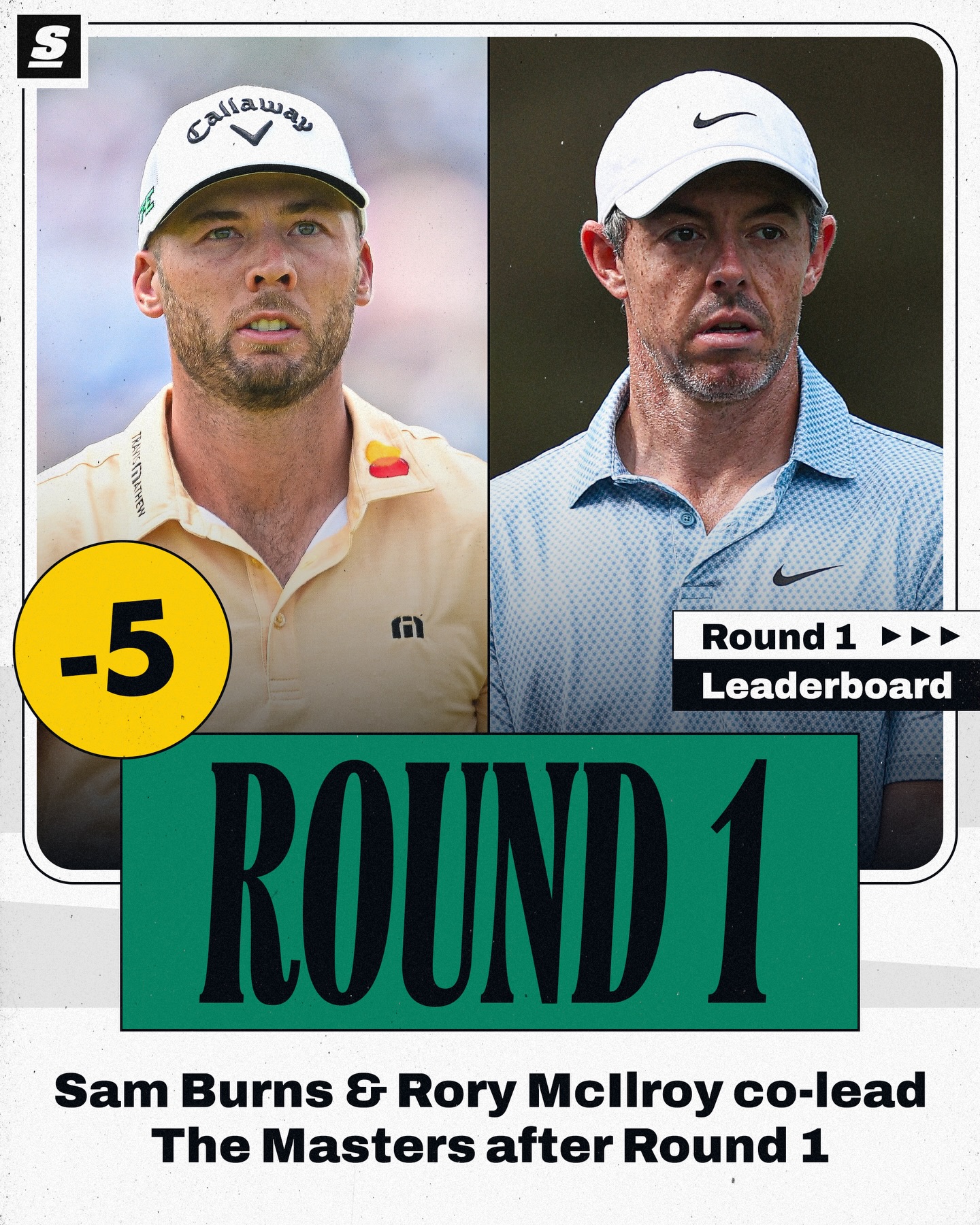 Rory McIlroy once again finds himself at the top of the Masters leaderboard with Sam Burns as co-leaders heading to the second round. 👏