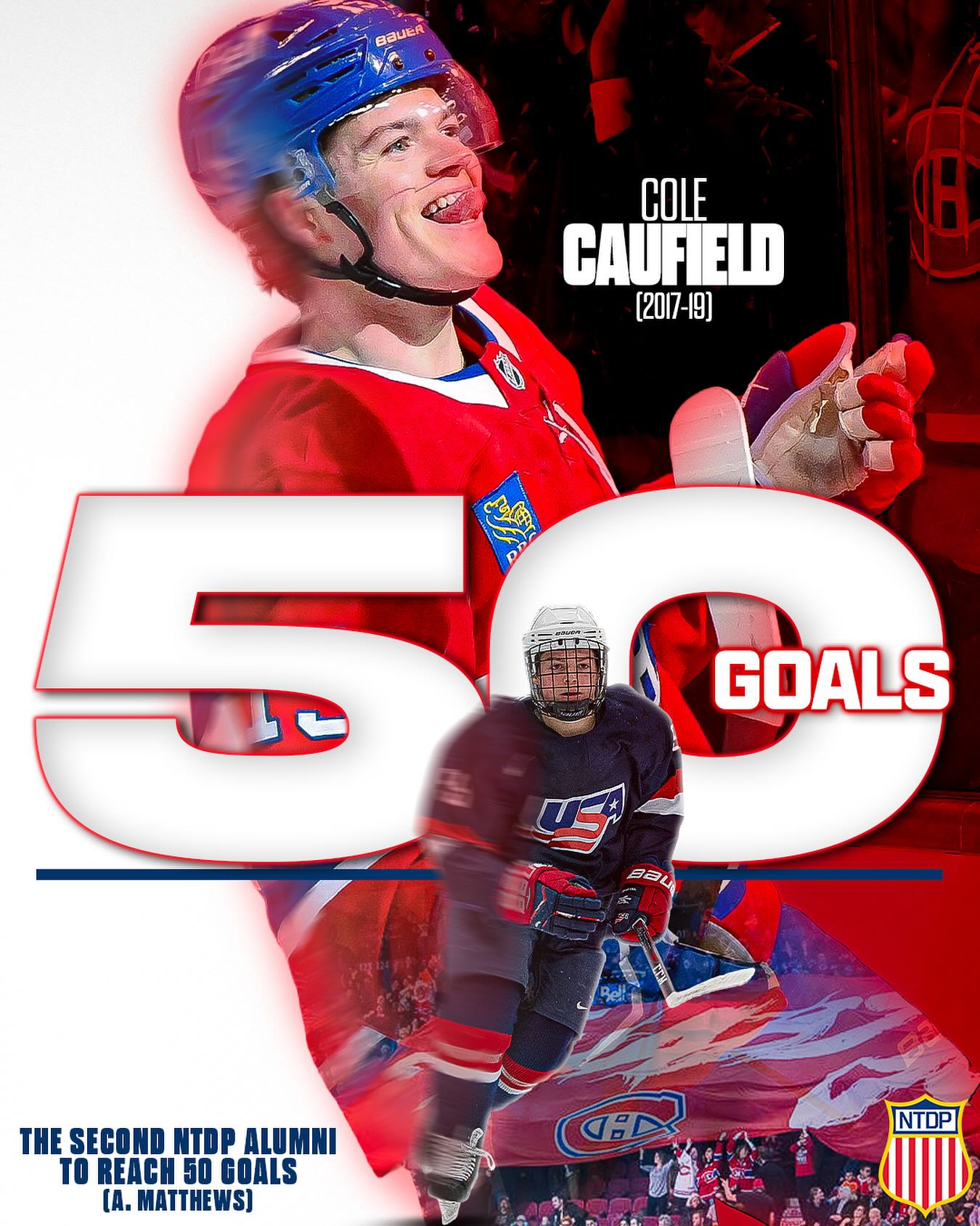 5️⃣0️⃣ for 13 🚨

Cole Caufield becomes just the second NTDP alum to light the lamp 50 times in a season and first Montreal Canadien’s player to do so in 36 years 🔥