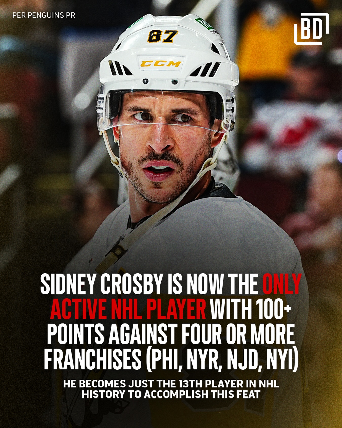 Sidney Crosby makes history tonight after recording his 100th career point against the New Jersey Devils! 🙌

(via X/PenguinsPR)