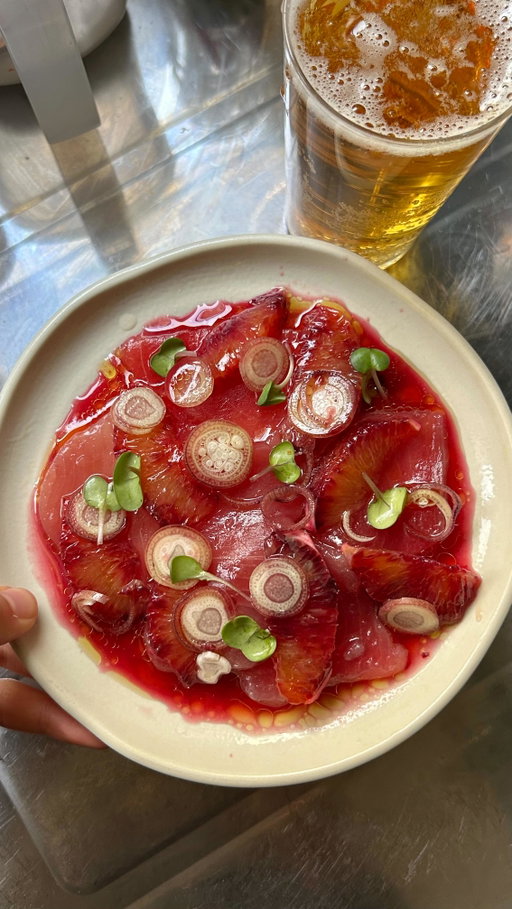 Millie izakaya episode 2: kanpai!

Making the most of the last blood oranges with tuna and a juicy dressing, recipe on the site if you wanna impress