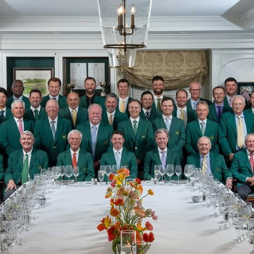 The Masters Dinner tablecentres are filled with poppies; a nod to Rory ad Erica's daughter. ⛳