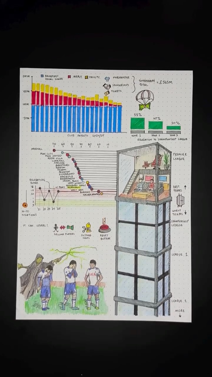 The consequences of relegation in the Premier League ⚽️ 

Data from Premier League