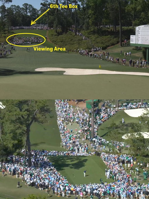 We usually see the 6th hole from behind the tee box on TV, but there’s a cool little viewing area at the base of the hill that players hit over.