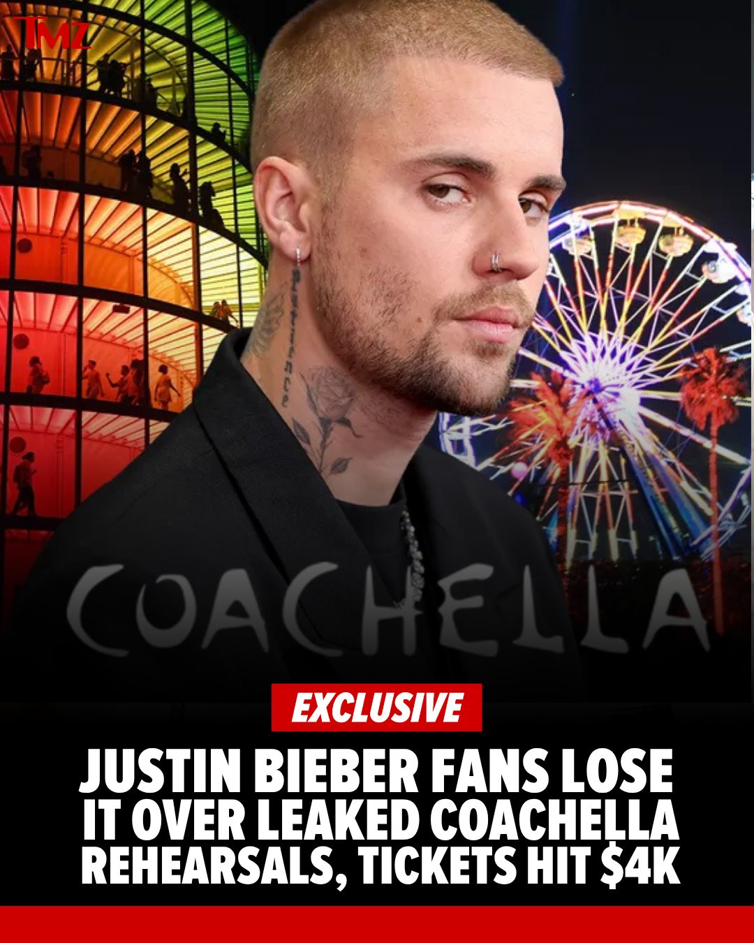 🚨Justin Bieber just sent last-minute Coachella ticket prices surging into the thousands of dollars -- and all it took was a few last-minute TikToks of him rehearsing to spark total chaos! 

FULL STORY AT THE 🔗 IN BIO.