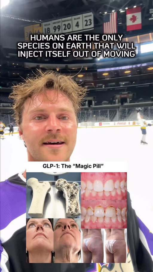Ozempic face, butt, teeth, and bones.

They sold you “weightloss” but you’re getting:

- Loss of muscle, bone density, and organ tissue
- Facial/structural volume changes (Ozempic face & butt)
- Lower motivation and drive
- Nutrient and metabolic shifts
- Customer for life (weight returns when stopping)

They also change how your brain experiences motivation, reward, and drive.These receptors sit in the same pathways tied to pleasure, wanting, and even connection.

The solution is simple, do what your body was designed to do. MOVE.

It also improves every single side effect of GLP-1’s.