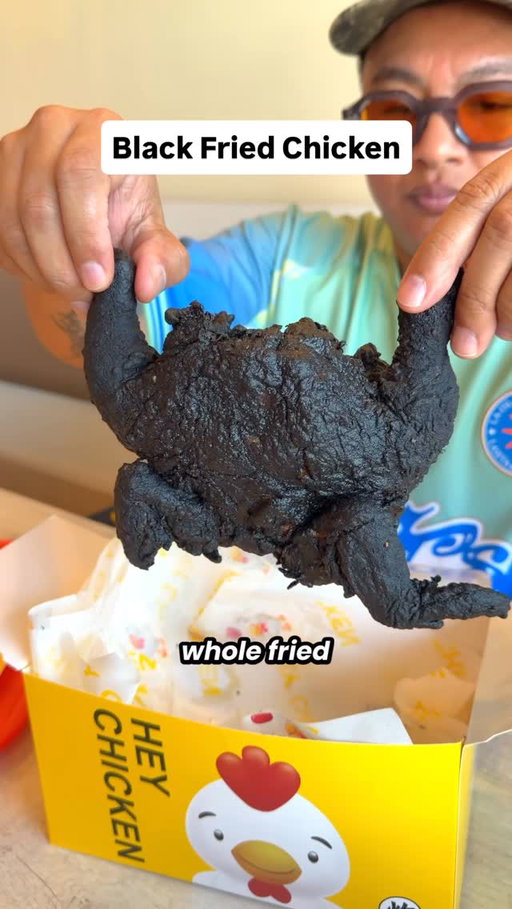 Why is this fried chicken black? It’s not burnt, not overcooked. 🐔🤔

@reach.guinto checked out @hey_chicken_ca to find out why and the result was unexpected… cuttlefish ink is used in the batter!

Would you try this??