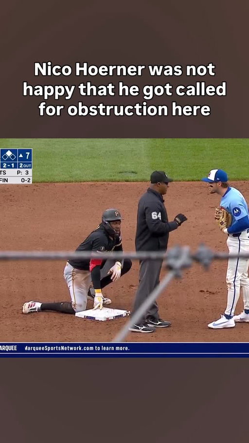 Umps called Oneil Cruz safe due to obstruction and Nico Hoerner was not pleased