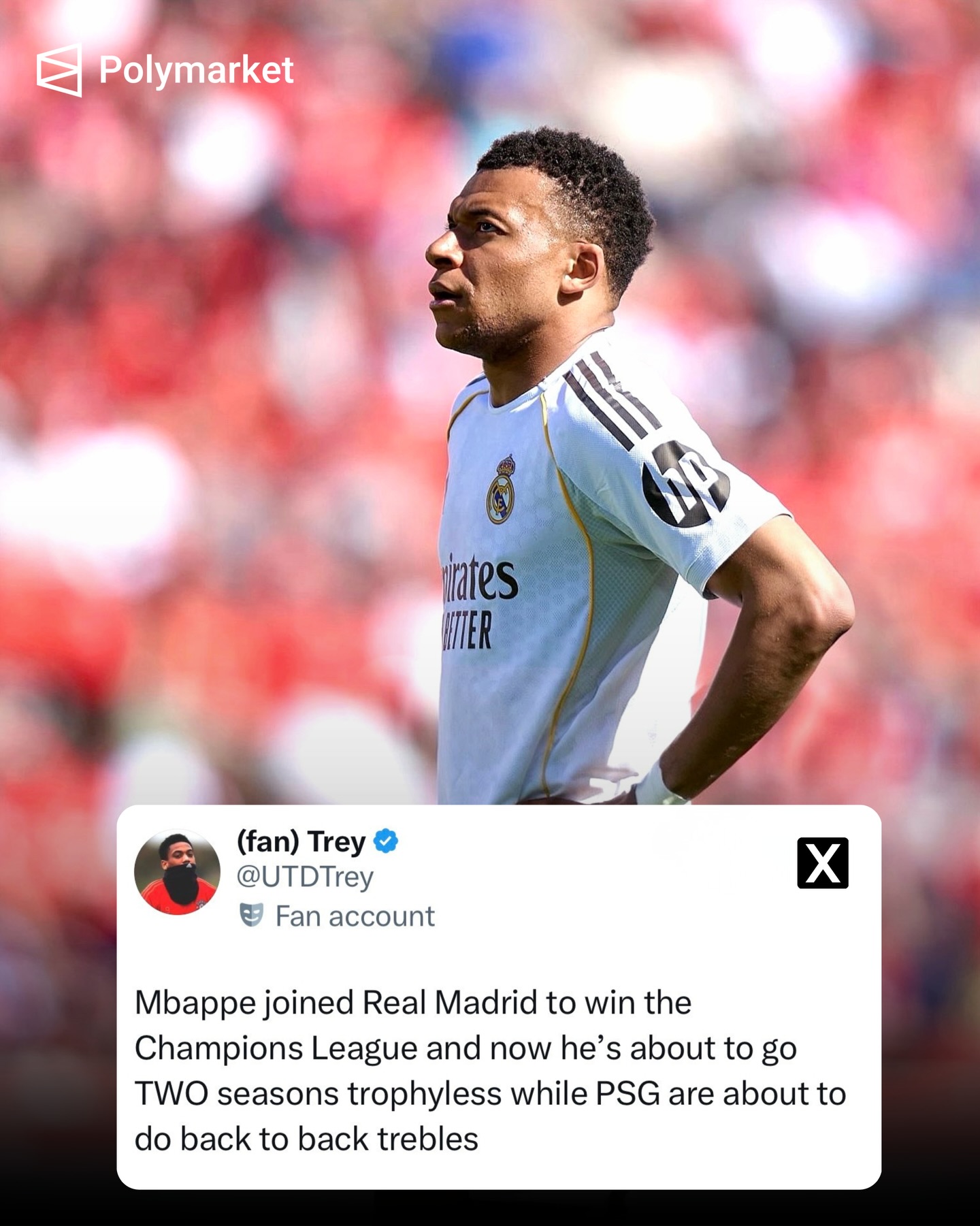 → Real Madrid’s run before Mbappé’s return:

✅ 2-1 win v Celta ✅ 3-0 win v Manchester City ✅ 4-1 win v Elche ✅ 2-1 win v Manchester City ✅ 3-2 win v Atlético Madrid

→ Since Mbappé came back:

❌ 2-1 loss v Mallorca ❌ 2-1 loss v Bayern Munich ❌ 1-1 loss v Girona