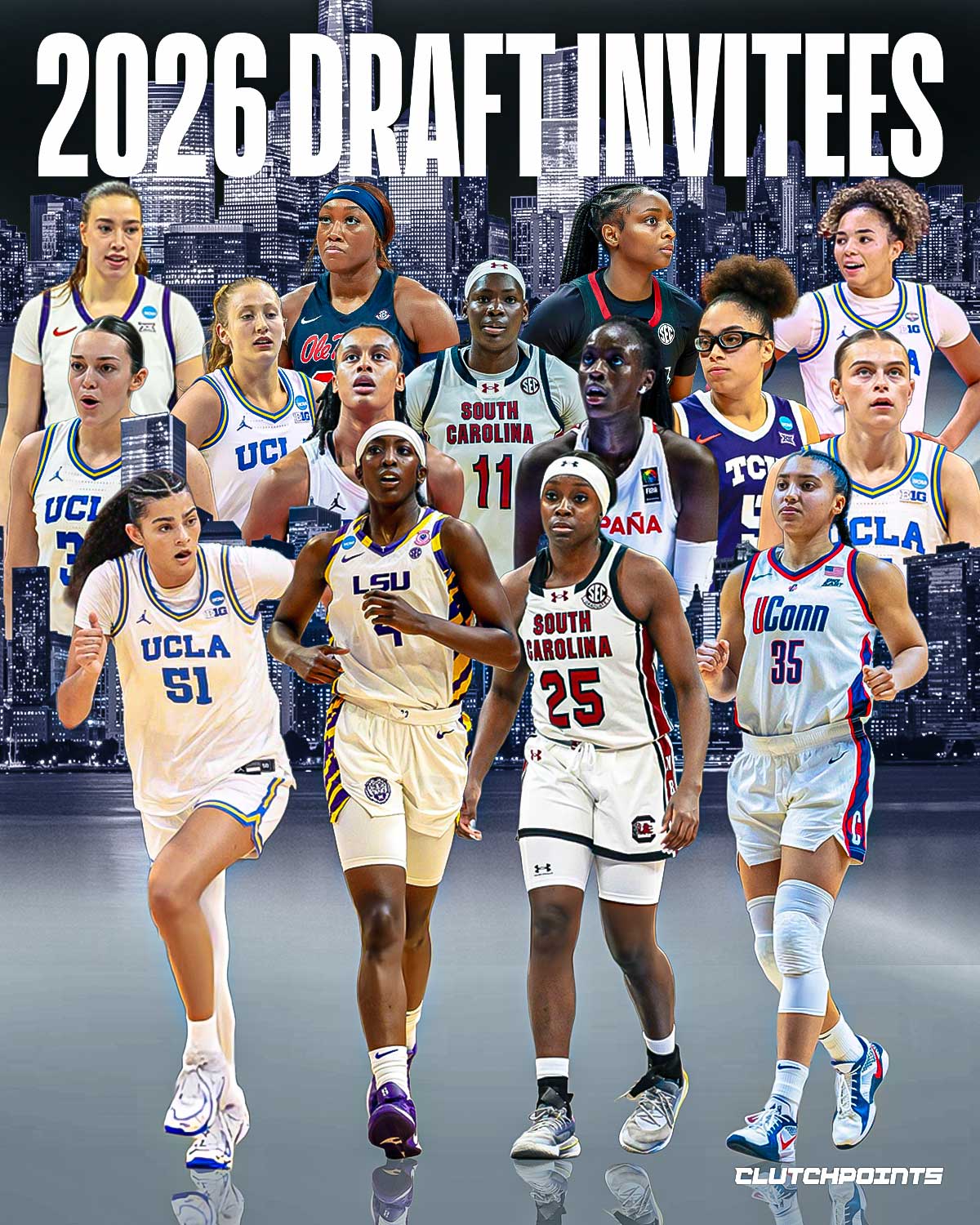 The stage is set for a historic night in New York City.

The 2026 WNBA Draft is officially happening this Monday, April 13.

Here are the 2026 draft invitees: 

🔹 Nell Angloma 
🔹 Lauren Betts
🔹 Angela Dugalić 
🔹 Awa Fam 
🔹 Azzi Fudd 
🔹 Gabriela Jaquez 
🔹 Flau’jae Johnson 
🔹 Raven Johnson 
🔹 Gianna Kneepkens 
🔹 Ta’niya Latson 
🔹 Cotie McMahon 
🔹 Olivia Miles 
🔹 Madina Okot 
🔹 Kiki Rice
 🔹 Marta Suárez

Share your Mock Draft Top 3 in the comments! 👇🏼

#wnbadraft #draft #wnba