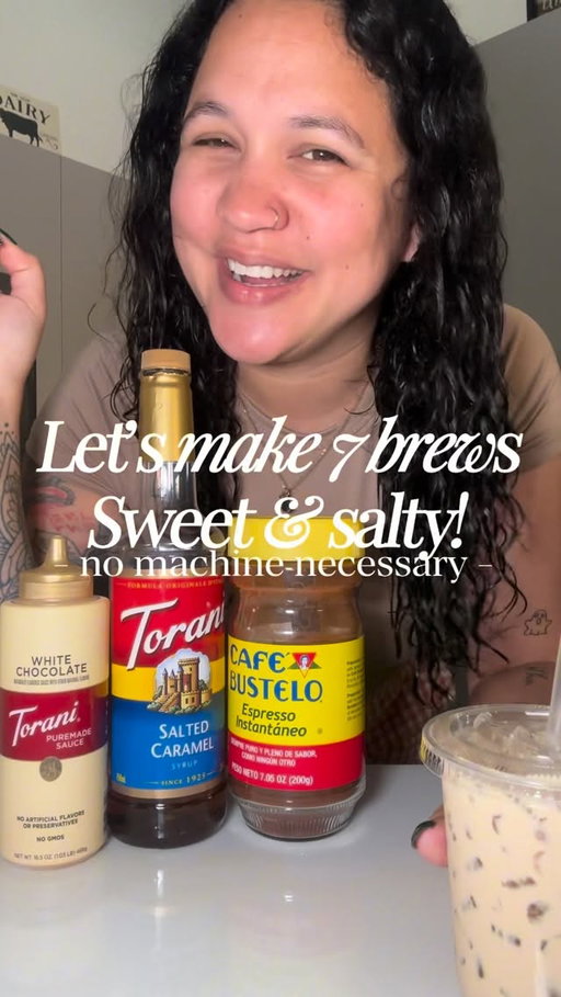 7 brew dupes are some of my favorites, they’ve got some really delicous combinations! 
•
Grab a bag of my coffee beans La Tazita or Fancy pero Chill (or a sample pack) at thecafecitocorner.com
•
You can find ingredients and recipes for all videos on Patreon and you can shop all my favorites from syrups and sauces to coffee cups and coffee bar trinkets (links in bio)
•
disclaimer to all: we all have different taste buds and what I like you may not(and that’s okay). Play around with the recipes and make it to your liking 🤎
#7brew #sweetandsalty #instantcoffee #cafebustelo #coffee