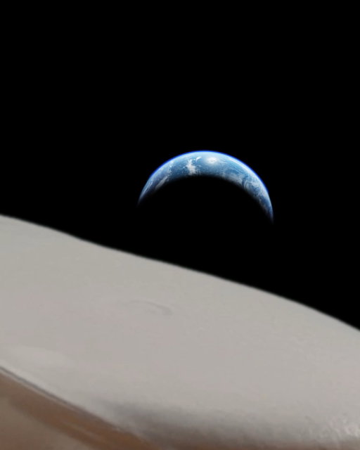 From settling to a smooth splashdown. Houston, it’s a Lovely Day to return to Earth.

[Image Description: A close-up image of a tilted pint of Guinness against a black background, edited so the curved white head mirrors the horizon of Earth rising in space behind it. Condensation is visible on the glass, with the Guinness harp logo partially shown on the side of the pint.]