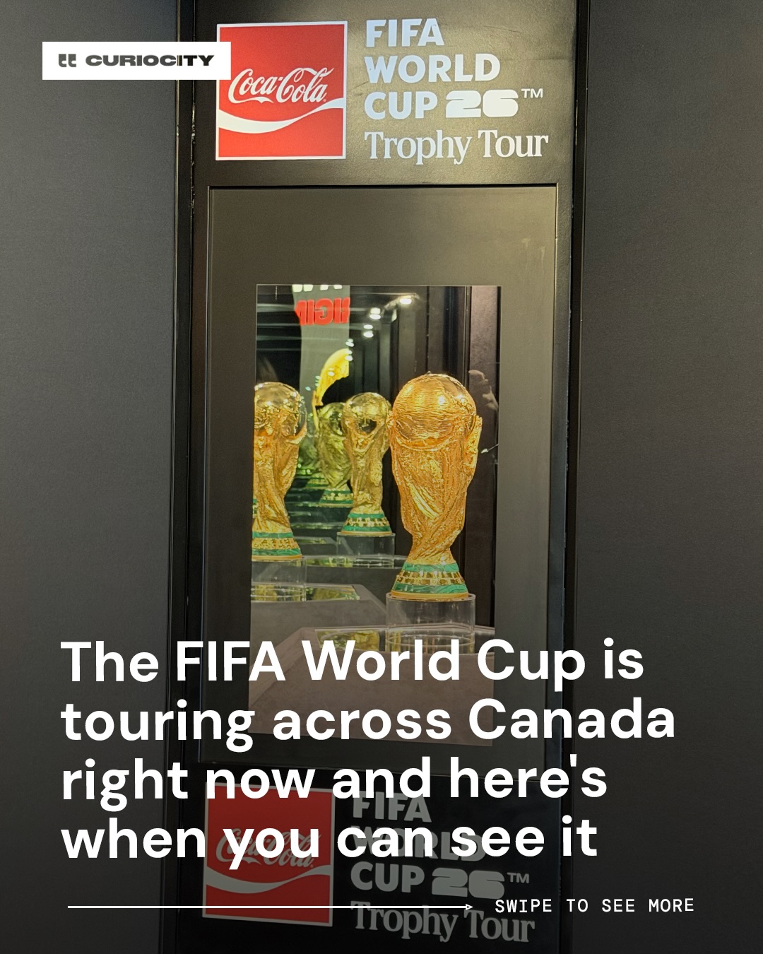 It’s FREE to check out (with a catch) ⚽️ 👀

The @fifa World Cup just kicked off its Canadian tour in Vancouver this weekend, but that’s just the beginning 👇

This monumental piece of sports history will be stopping in six cities nationwide, so be sure to grab your free tickets from @cocacola so you can guarantee your spot to see it 🤩

Have you seen the trophy before? 🏆