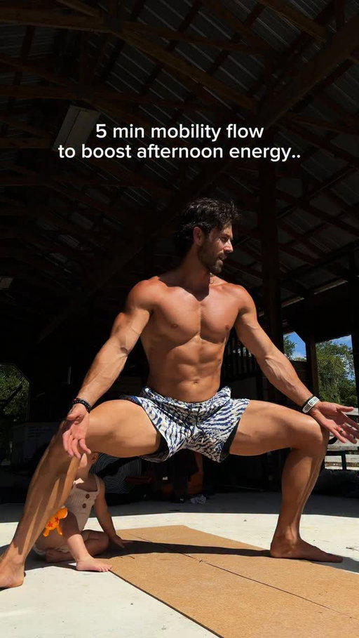 Unlock more energy ⚡️🔋🌞

Day 1 of 7 doing this to boost my energy around 3-4pm 👏 

Simple movement
Rapid breath with each
= moving meditation 

 5 min energy boost (30 seconds per move) 👇 

1. Body bounces
2. Trunk twists
3. Body waves
4. Arm swings
5. McGregor’s
6. Dad reaches
7. Straddle
8. 90/90s
9. Yogi squat reach
10. Horse stance 

Save and try for 7 days.. lmk how ya go ✌️ 

Keep becoming 🌊 

Yoga mat by @movement_made 
Shorts 🩳 by @legends @chipneff 

#energy #mobility #movement
